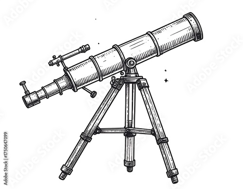 Vintage astronomical telescope drawing