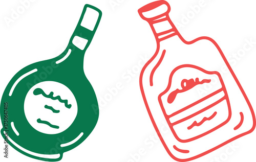 Wine. Winemaking Serving A glass and wine. People drink wine. Pleasure from life. Line art	
