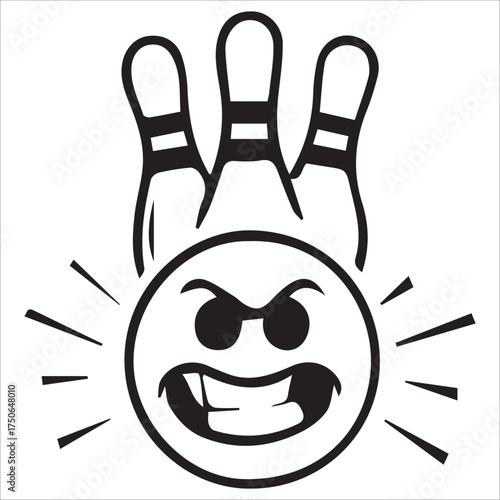 Smiling Bowling Ball with Fiery Background Artwork