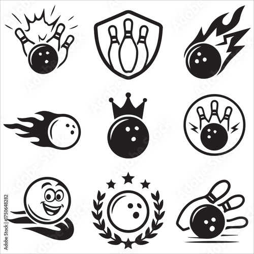 Angry Bowling Ball with Flames and Pins Design