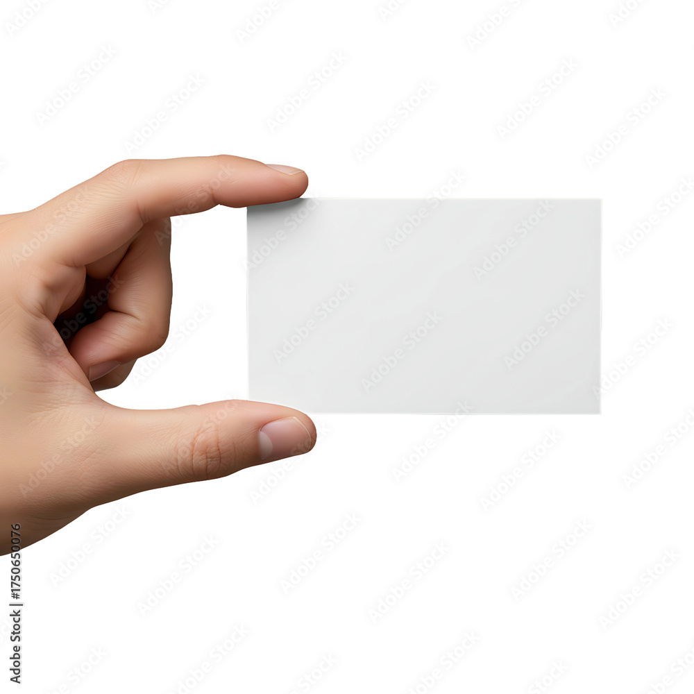 Obraz premium hand holding blank white business card isolated on transparent background