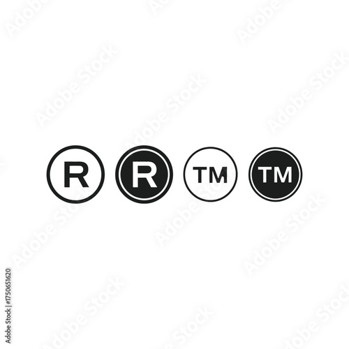 Registered trademark symbols icons set legal business branding law vector