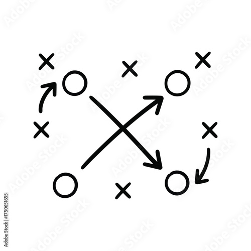 Foto Strategic planning diagram xs and os game board strategy concept vector