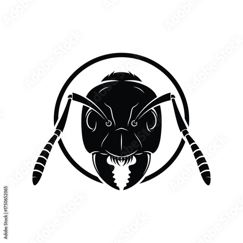 Insect head emblem silhouette symbol insectoid creature logo design vector
