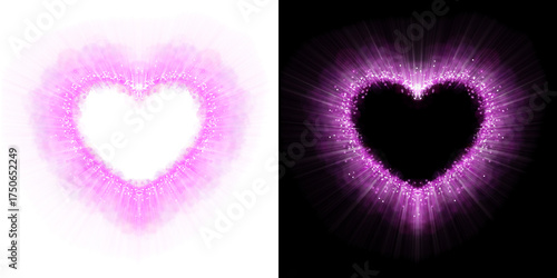 Fotografie Pink heart shaped glitter effect frame, glowing and sparkling.