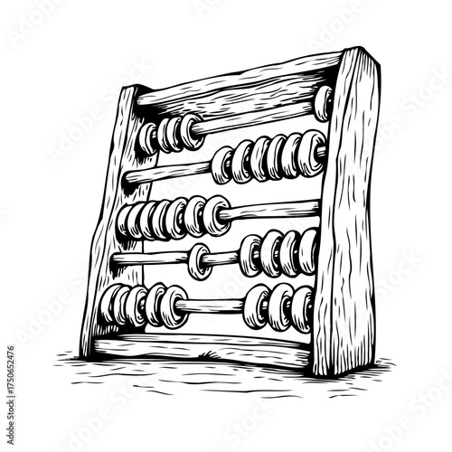 Vintage abacus illustration symbolizes calculation learning arithmetic mathematical wooden tool