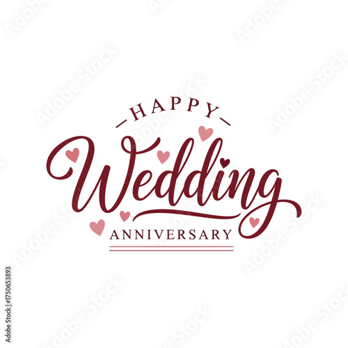 Elegant wedding anniversary typography with heart accents vector