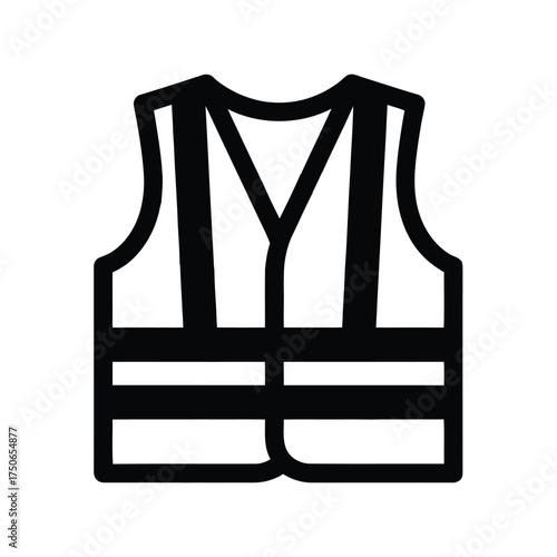 Safety vest icon for protection workwear and visibility clothing vector