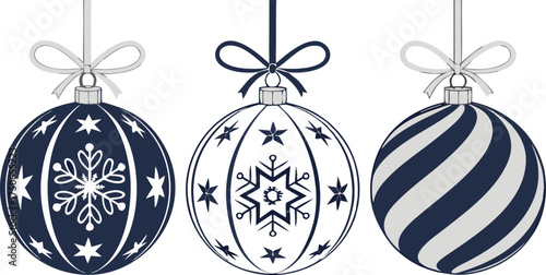 Realistic red Christmas baubles hanging on golden strings, glossy finish, reflective surface, isolated set for holiday decoration and festive designs.