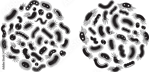 Collection of Black Bacteria and Microorganisms germ