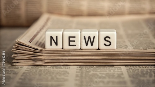 Latest news concept with newspaper and letter blocks for information updates