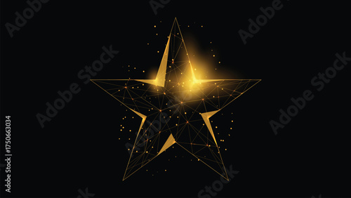 Abstract golden starburst energy burst digital art for technology and innovation themes vector