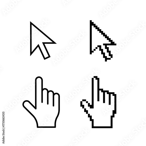 Collection of computer pointer and cursor sign in flat style