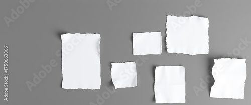 Wallpaper Mural Collection of torn white paper sheets with ragged edges, isolated on gray background,  paper scraps,  blank page Torontodigital.ca