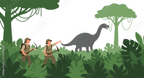 Adventurous Paleontologists Discover Giant Dinosaur in Lush Jungle Expedition