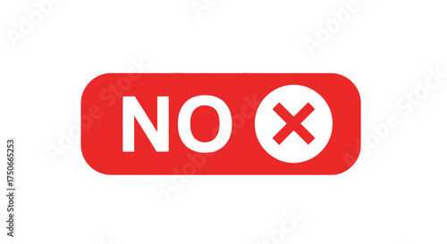 Red "No" Icon with Cross Symbol – Flat Rejection and Cancel Button Design