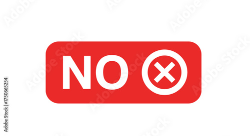 Red "No" Icon with Cross Symbol – Flat Rejection and Cancel Button Design