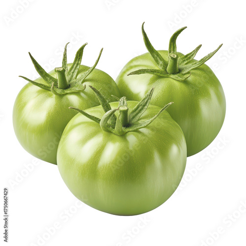 Wallpaper Mural Green Tomatoes Still Life: Three vibrant green tomatoes, perfectly ripe and ready, showcasing the fresh essence of the harvest. Torontodigital.ca