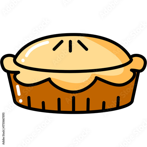 Cute Pumpkin Spice Pie Food Cartoon Dessert Hand Drawn Illustration Thanksgiving