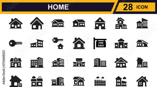 Vector art of collection of home icons isolated on white background