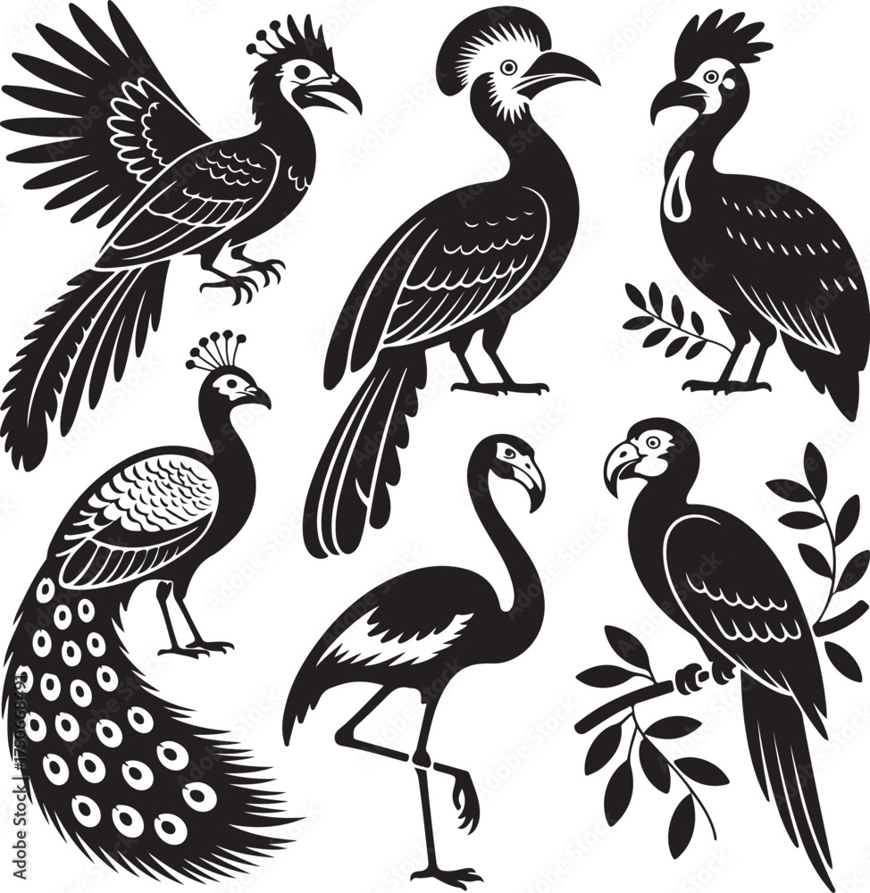 Fototapeta premium Elegant bird silhouettes for decorative designs