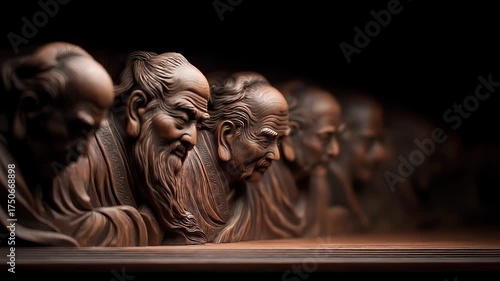 Eastern Wisdom: Sculptural Group Portrait Showcasing Cultural Heritage and Reflection