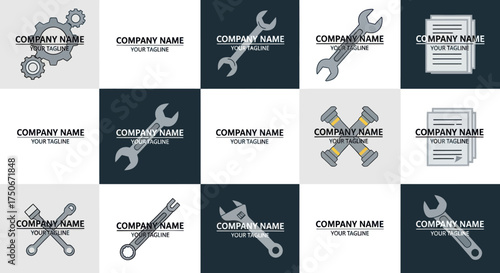 Collection of Industrial Tools and Gears for Company Branding.