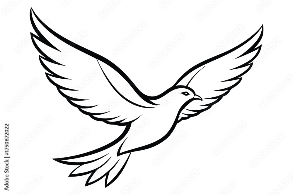 Fototapeta premium Stylized Flying Bird Illustration Highlighting Freedom and Grace Line Art