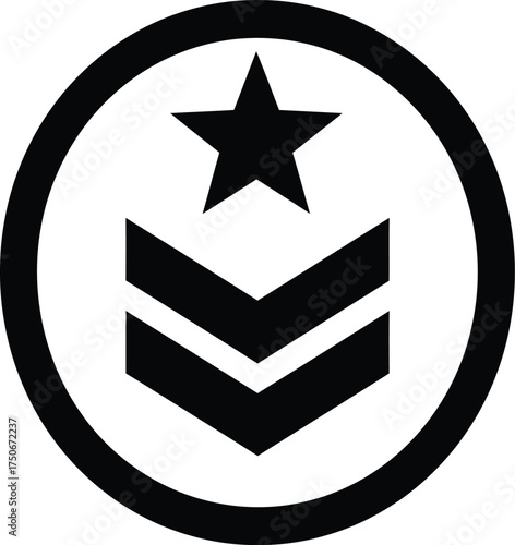 Star and chevron emblem vector graphic scalable illustration for military or achievement design