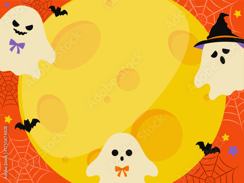 ハロウィン　おばけのかわいい背景イラスト（4:3）