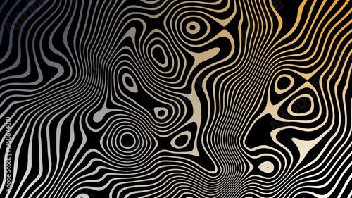 Hypnotic Damascus Steel Pattern Flowing in Waves of Liquid Gold and Silver Metal. Stock Footage