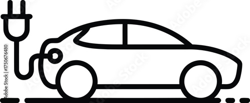 Electric car charging icon plug cable