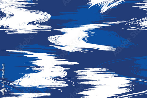 Hand drawn brush lines abstract flowing river seamless pattern, Japanese and ethnic wood carving, block print texture background, simple nature graphic for textile, decoration