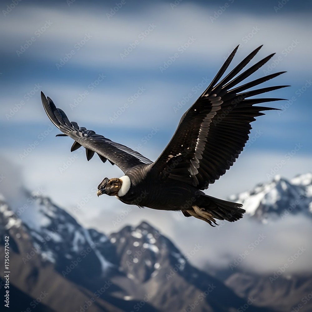 Obraz premium Andean Condor Soaring Above the Majestic Andes Mountains.