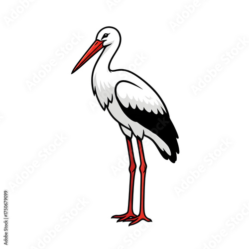 Wallpaper Mural Cartoon Pelican Illustration Standing on Red Legs With White and Black Feathers Torontodigital.ca