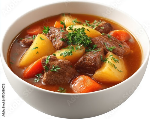Hearty beef stew in a white bowl (6)
