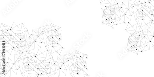 Technology abstract white digital background of connected dot with black line .many squares and rectangle shapes .Internet connection network high digital technology with connecting points and	
