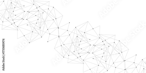 Technology abstract white digital background of connected dot with black line .many squares and rectangle shapes .Internet connection network high digital technology with connecting points and	

