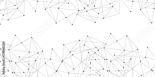 Technology abstract white digital background of connected dot with black line .many squares and rectangle shapes .Internet connection network high digital technology with connecting points and