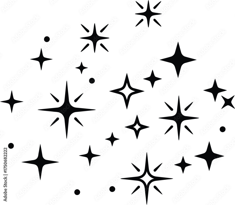 Fototapeta premium Sparkling stars vector illustration for festive decorations and design projects scalable eps