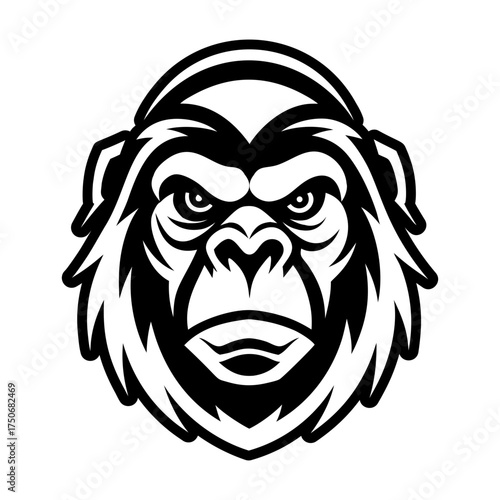 A filled style con showing a gorilla head