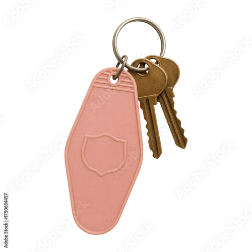 PNG Vintage motel keychain with keys.