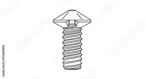A detailed technical illustration of a single metal binding screw with a flat head and a threaded shaft.