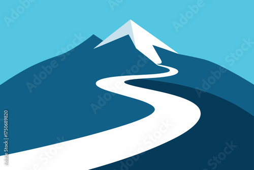 Mountain landscape with winding path to the summit