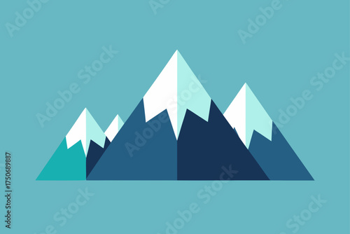 Illustration of three triangular mountain peaks view