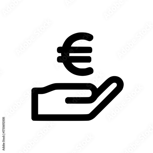 Financial concept with euro symbol above hands showing investment money and security