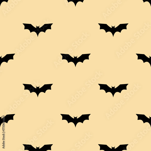 Halloween seamless pattern Bats on creamy background spooky spirit autumn holiday Vector illustration