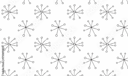 Hand drawn neuron network seamless pattern, Abstract science and technology vector background with connecting synapses