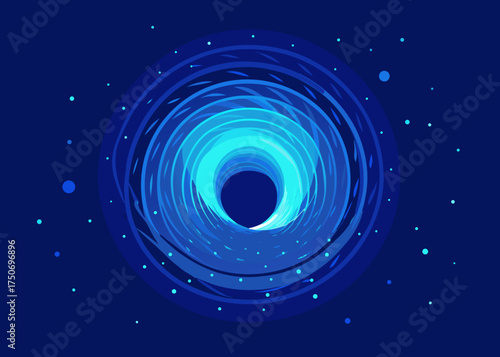 digital particle wave tunnel glowing deep blue background illustration