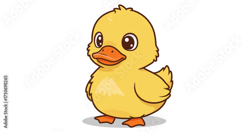 Adorable Cartoon Duckling with Orange Beak and Feet.